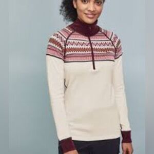 Kari Traa Lokke 1/2 Zip Base Layer Wool Nordic Fair Isle Sweater Size Medium